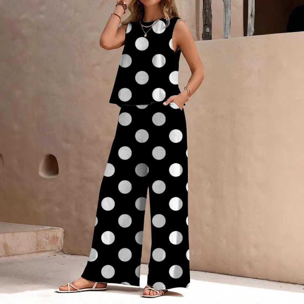 

Summer New Style 3D Digital Print Two-piece Women's Tank Top Sleeveless Set