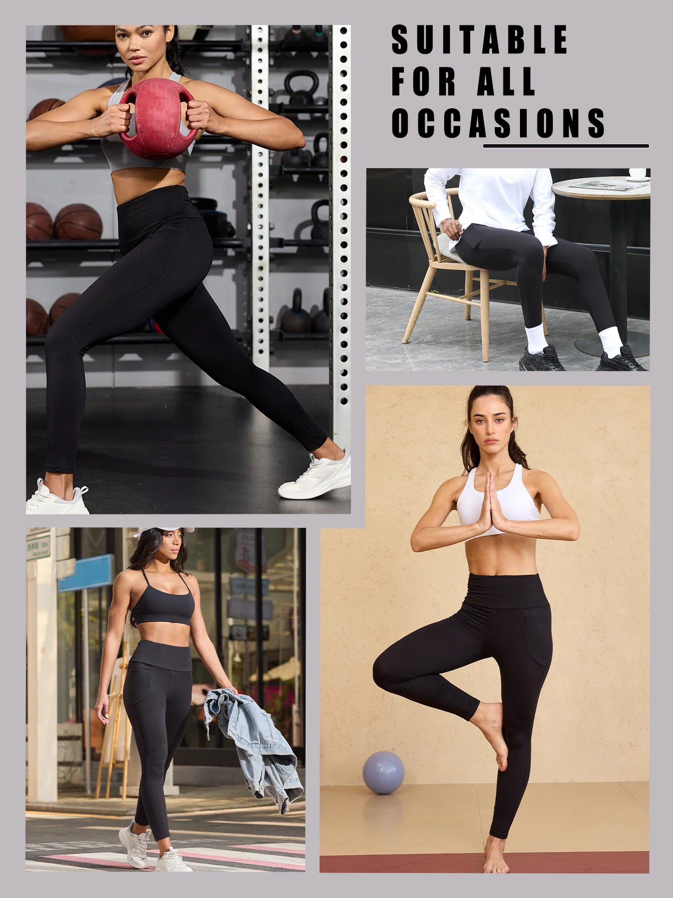 عبوتان من طماق اليوغا عالية الخصر مع جيوب - تحكم نسائي فائق النعومة في البطن للتمرين والراحة اليومية