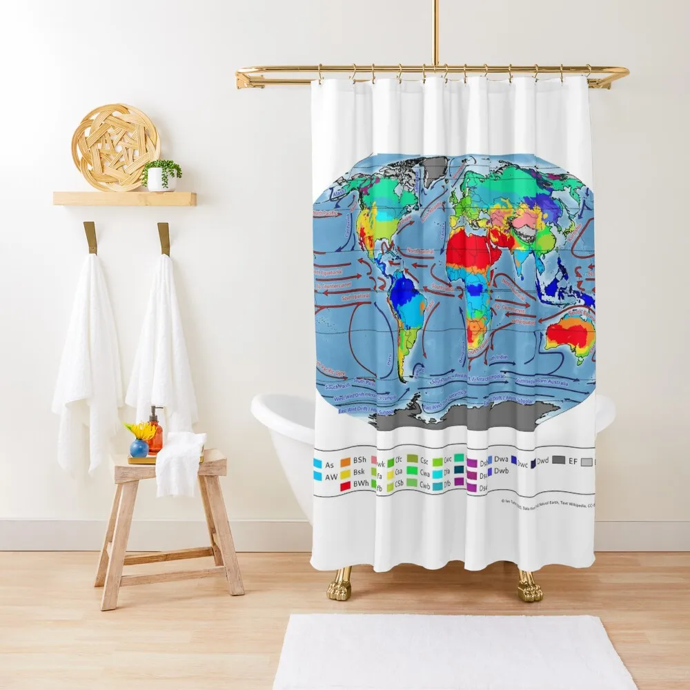 Mapa de Koppen zonas climáticas y corrientes del océano cortina de ducha juego de ducha para baño cortina de ducha