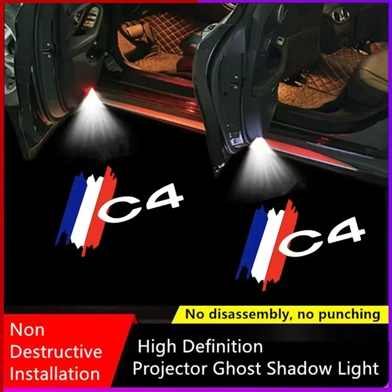 2pcs LED Car Door Badge Light Projector for Citroen C4 C4L 2008-2024 Courtesy Logo Lamps Car Accessories Decoration