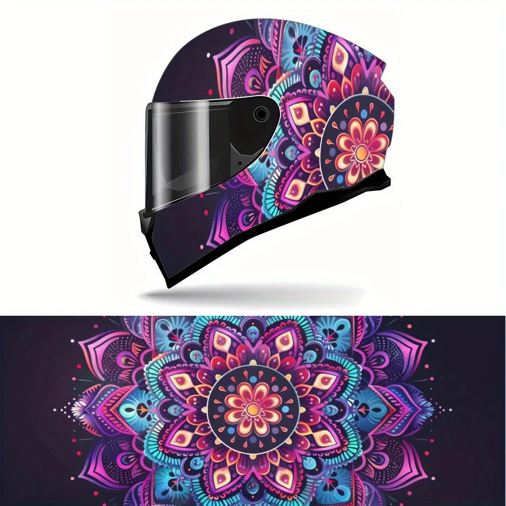 

Gloomy Dream Beautiful Flower PVC Motorcycle Helmet Vinyl Wrap, Self-Adhesive Waterproof Sticker, Anti-Scratch Decorative Film f