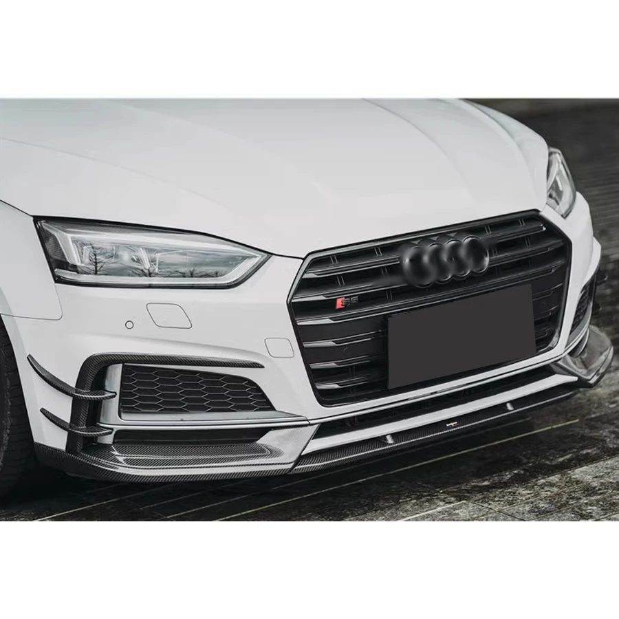 Carbon Fiber For Audi A5 Sline S5 B9 2017-2019  Car Front Bumper Splitter Front Lip Chin Spoiler Diffuser Parts 3PCS Body kit