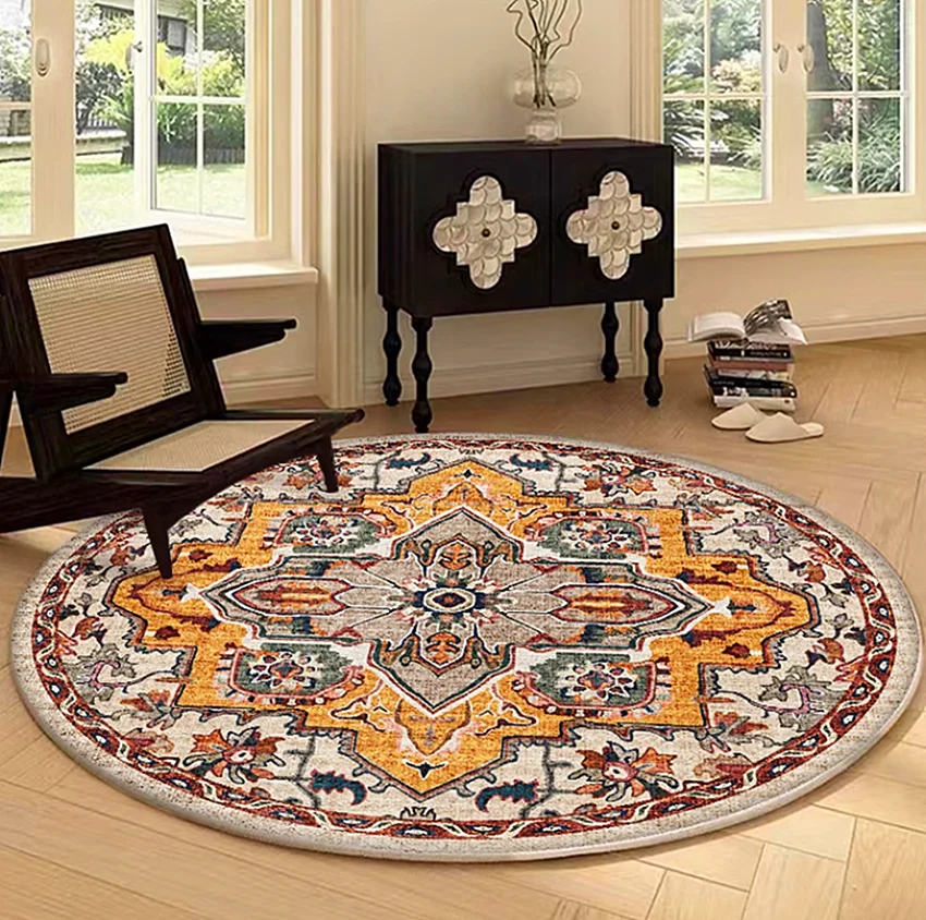 Light Luxury European Cashmere Round Area Rug Tea Table Carpet For Living Room Yoga Rugs Study Room Computer Table Mat Tapis