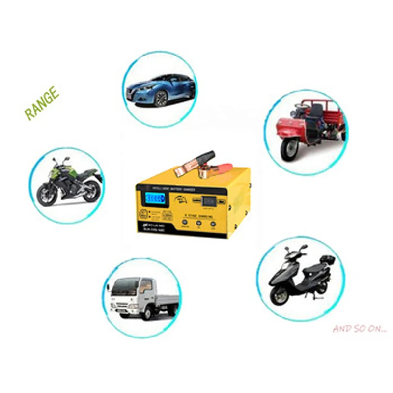 Automatic 6V 12V Car Battery Charger 6Ah-200Ah 15AMP Smart Battery Charger Fast Charging Pulse Repair Charger for Car Motorcycle