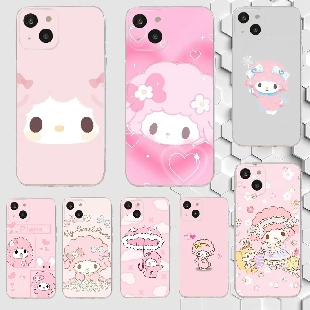 S-Sanrio My Sweet P-Piano Phone Case For iPhone 15,14,13,12,11 Plus,Pro,Max,XR,XS,X,7,8 Plus,SE,Mini Transparent Silicone Soft