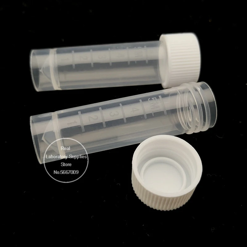 200pcs/pack 5ml PP Cryo Vial Freezing Tube Cold Storage bottle Cryovial Plastic Test Tubes  School Supplies