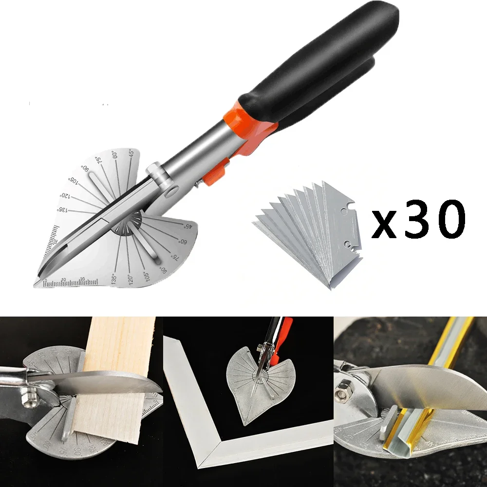 45-135° Multi Angle Miter Cutter Hand Tools Shear With 20 Replacement Blades For home decor PVC PE Soft Wood Plastic Duct