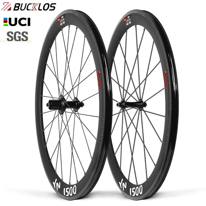 

BUCKLOS 700C Carbon Wheelset 38/50mm Road Bike Clincher Cabon Fiber Road Bike Wheels Rim Brake 10-11S Super Light 700C Wheelset