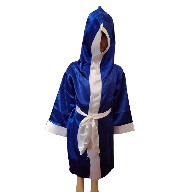 Boxing Robe Hooded Kids Boy Girl Martial Arts Combat Kickboxing Competition Training Gown Long Sleeve Muay Thai Robe MMA Uniform