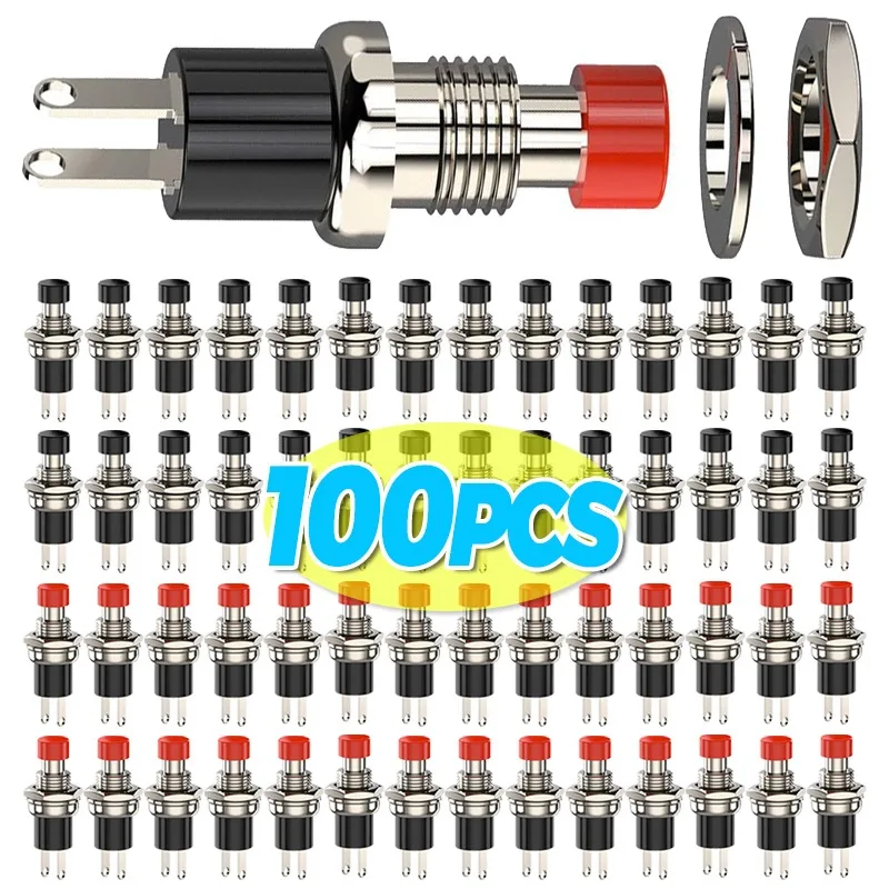 

100-5PCS 2Pins Momentary Push Button Switch Reset Jog Lock Free Switch 3A 220VAC SPST Mini Pushbutton Normally Open Wholesale