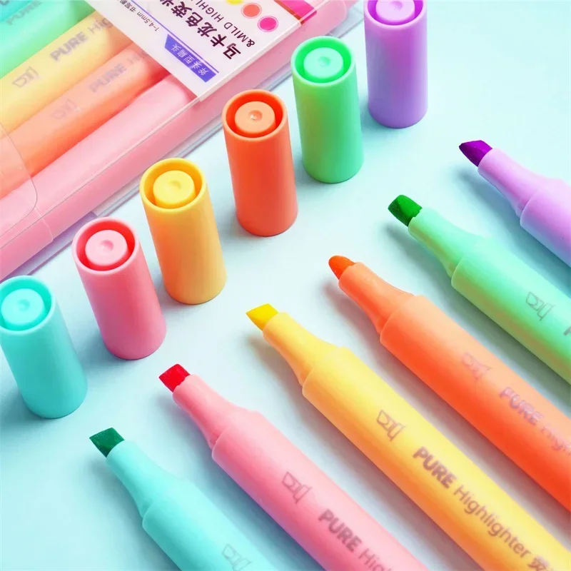 

6Pcs/set Pastel Color Macaron Highlighter Pen Marker Pens Fluorescent Pen Drawing Highlighters Cute Stationery School Supplies