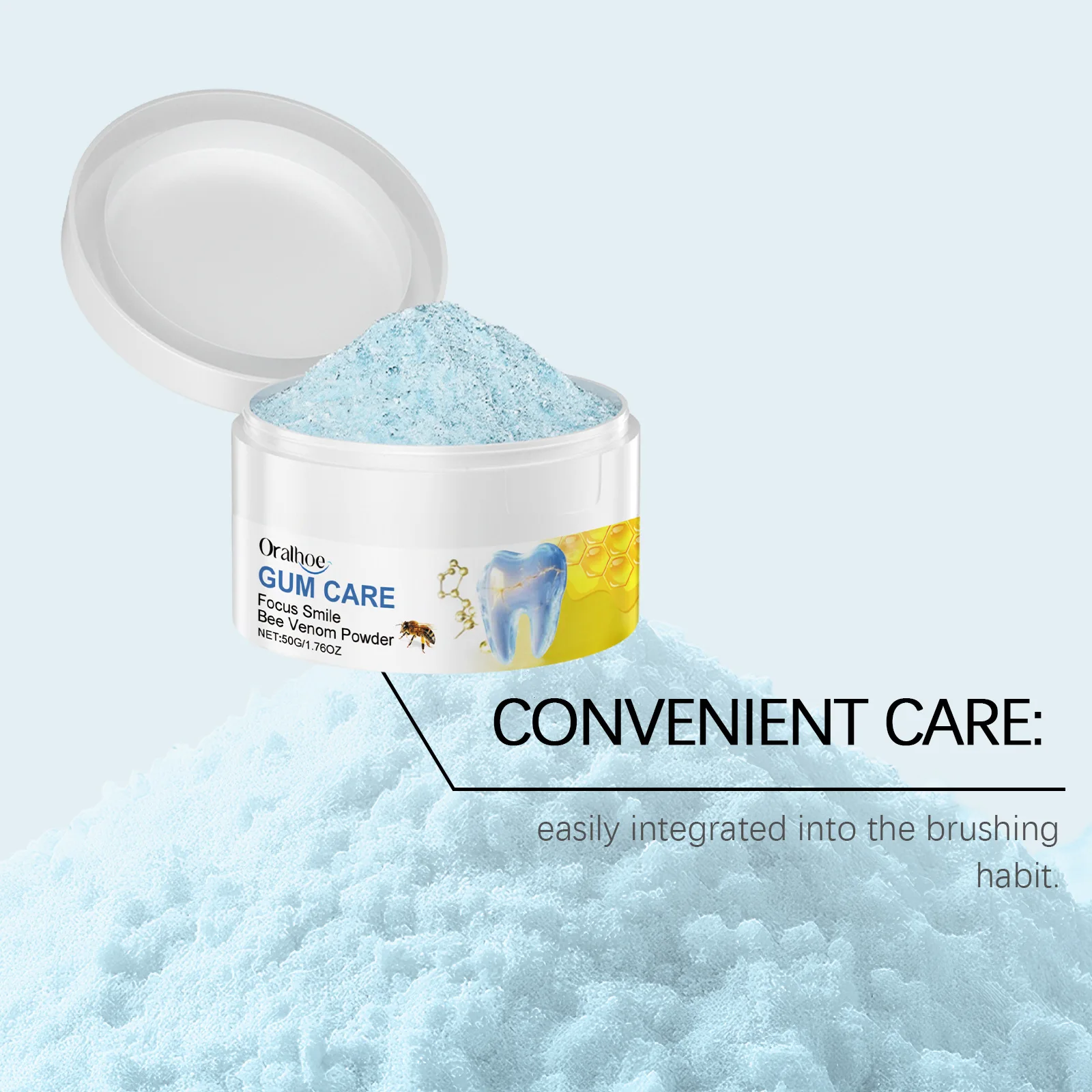 Bee Venom Teeth Whitening Powder Remove Yellow Stain Plaque Fresh Breath Gum Repair Oral Cleaning Tooth Powder Gift
