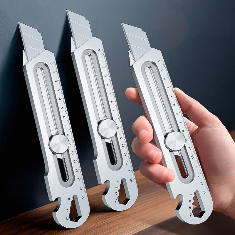 Stainless Steel Utility Knife Steel Wallpaper Knife Holder Durable Sturdy Fast Cutting Manual Lock for Comfortable Grip