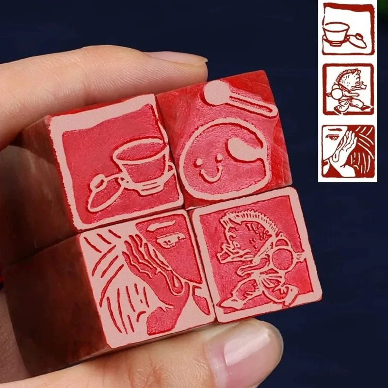 Shoushan Stone Finished Stamp, Retro Style Series, Seal for Painting, Drawing, Art Supplies, Xian Zhang, 2x2 cm