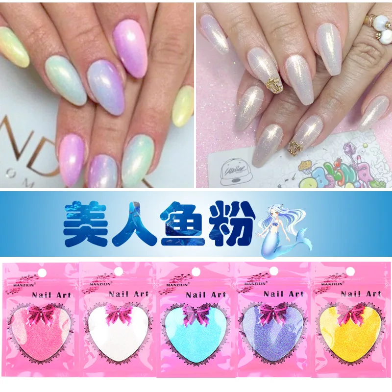 10g DIY Magic Mermaid Effect Glitter Powder Pretty Gradient Shimmer Pigment Dust Laser Gel UV Nail Art Tips Decoration  Manicure