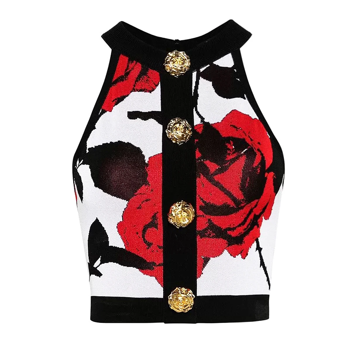 

SML Spot Summer 2024 New Women's Fashion Celebrity Internet Celebrity Quality Knitted Embroidered Halterneck Vest Top