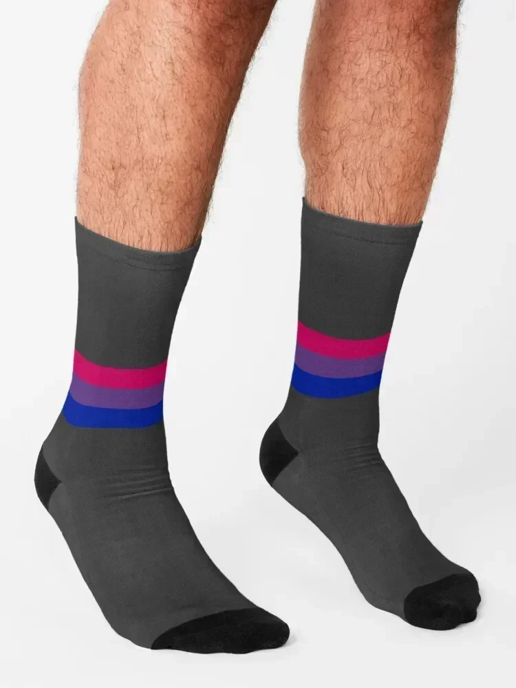 Bi Pride Flag Horizontal Stripes Socks gift anti slip football ankle Stockings Socks Man Women's