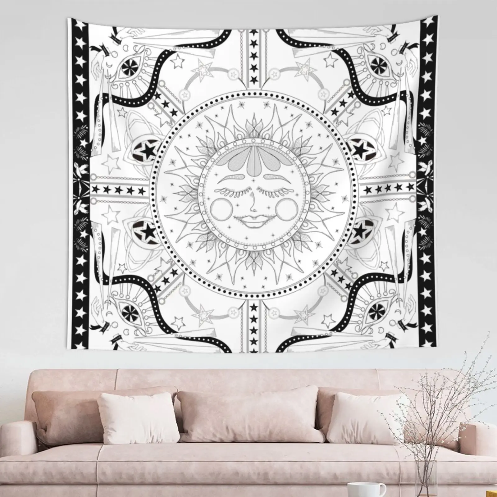 

Mandala Tapestry Polyester 60x51 White Black Sun And Moon Tapestry Wall Hanging Tarot Hippie Wall Rugs Dorm Room Decor Blanket