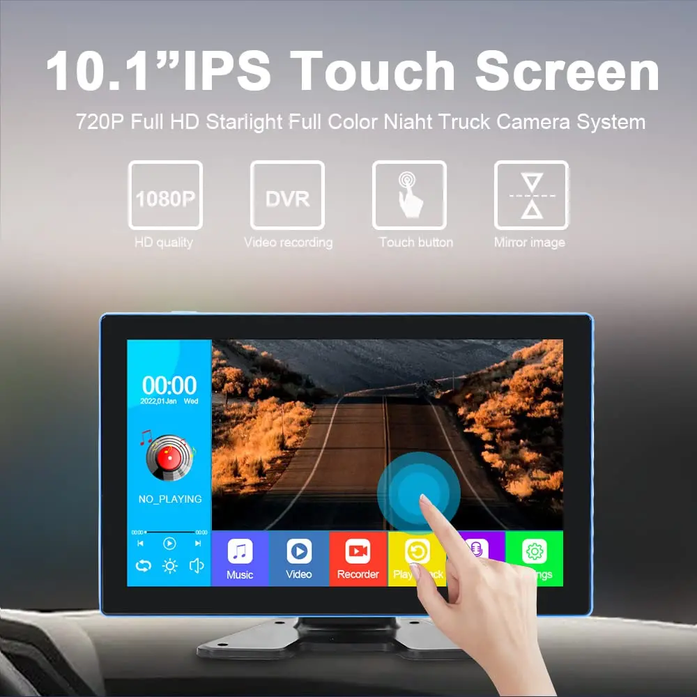 10.1 Inch 4K Vehicle System with 4PCS 1080P Backup AHD Reverse Cameras and DVR Recorder Touch Quad Screen for Truck