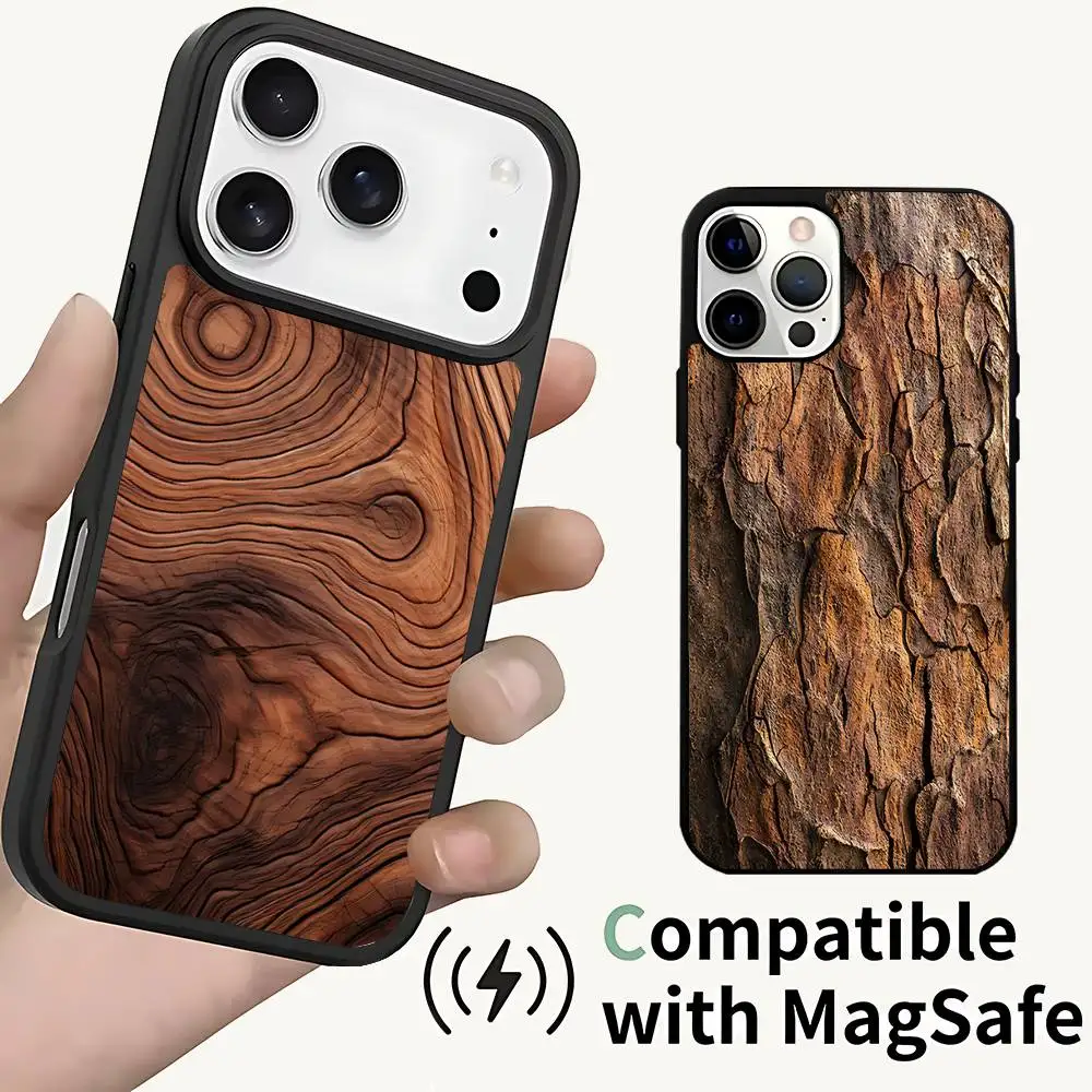 

Natural Wood Texture Magnetic Phone Case For IPhone 14 16 17 13 12 11 15 Pro Max Plus For Magsafe Wireless Charge Cover