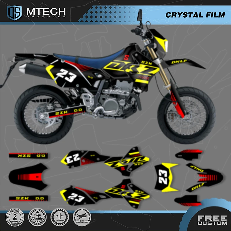 DSMTECH-Kit de décalcomanies et d'autocollants graphiques d'équipe personnalisés, SUZUKI DRZ400 SM S E DRZ 400 SM S E 1999-2022, numéro personnalisé 001