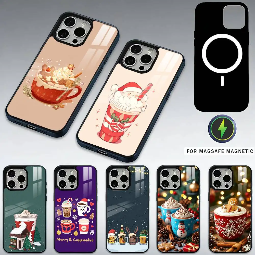 

Christmas Art winter Coffee Phone Case For iPhone17,16,15,14,13,12,11 Plus,Pro Max Magnetic For Magsafe Wireless Charging