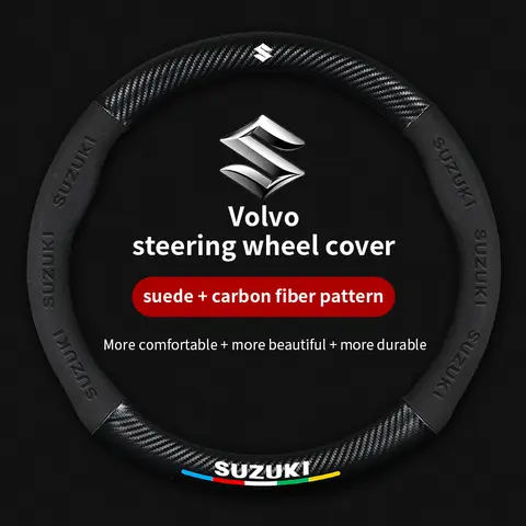 For Suzuki S-Cross Swift SX4 Vitara Jimny Grand-Vitara Baleno Equator Celerio Ciaz Car Suede Carbon Fiber Steering Wheel Cover 10 best sales suzuki jimny steering wheel cover - №4