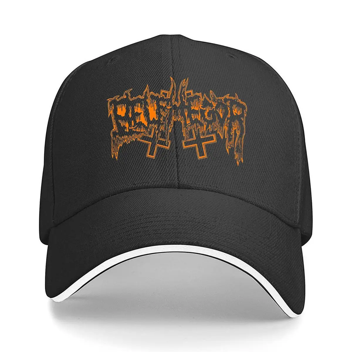 Dripping Illegible Metal Cross Graphic Sandwich Baseball Cap Outdoor Workouts Sun Hat