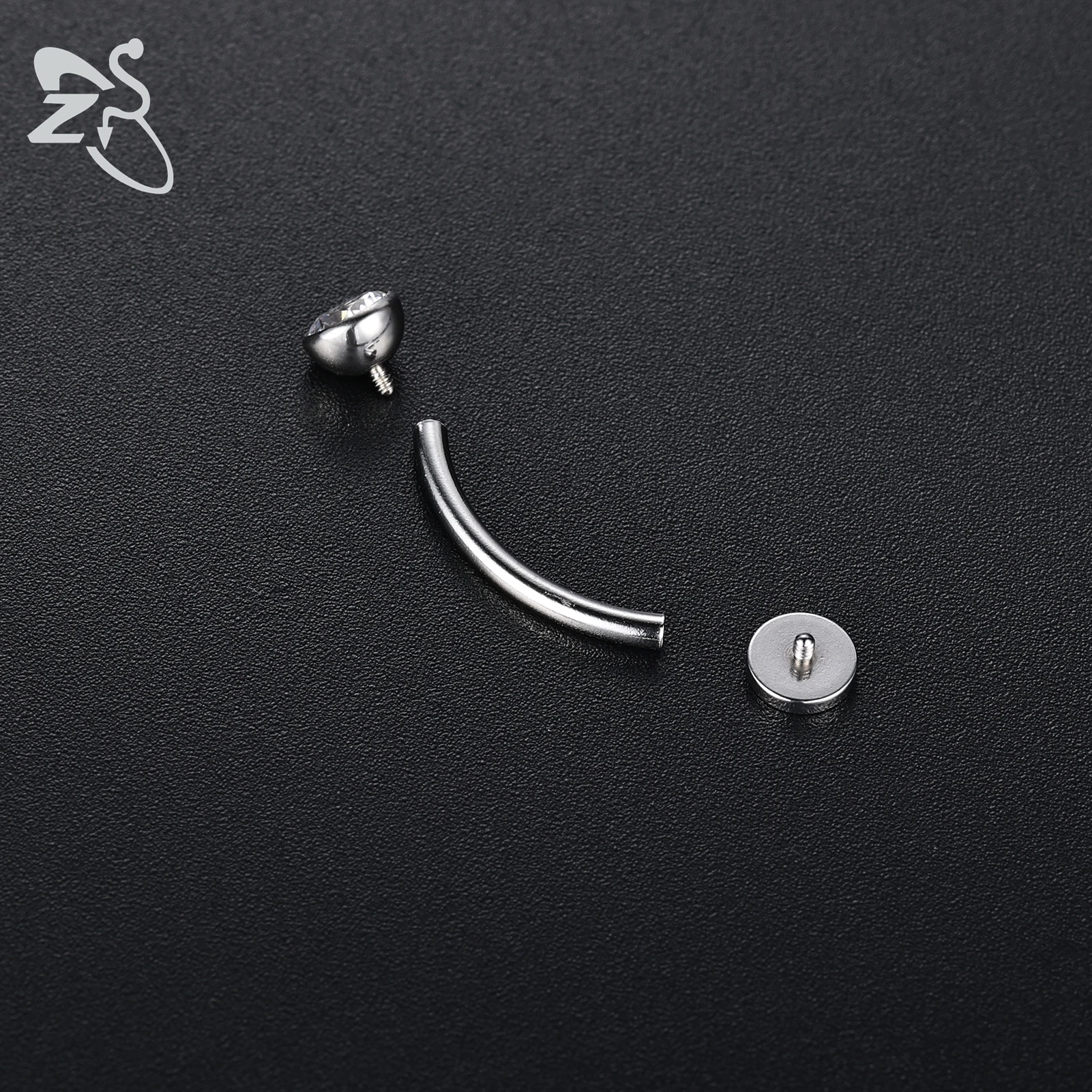 ZS 1 Piece 14G Stainless Steel Curved Belly Button Ring Floating Navel Piercings Opal CZ Crystal Umbilical Rings 6/8/10/12/14MM