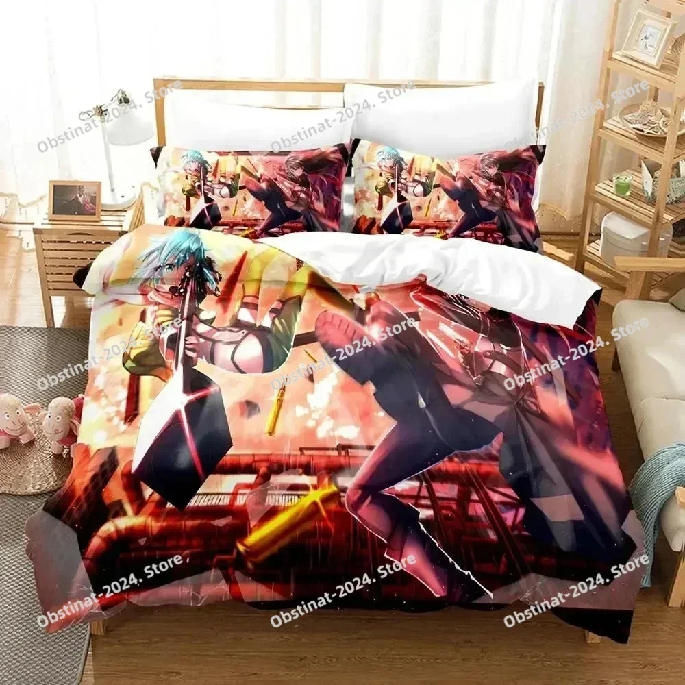 Anime Asada Shino Sword Art Online Bedding Set Duvet Cover Bed Set Quilt Cover Pillowcase Comforter king Queen Size Boys Adult
