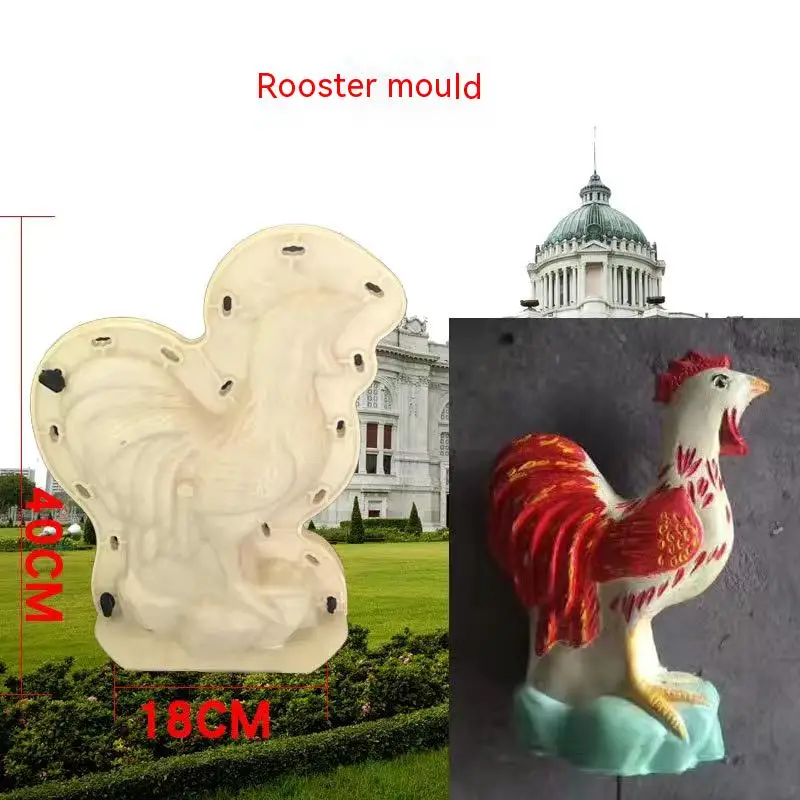 ABS House Decoration Ornament Concrete Animal Rooster Mould for Sale