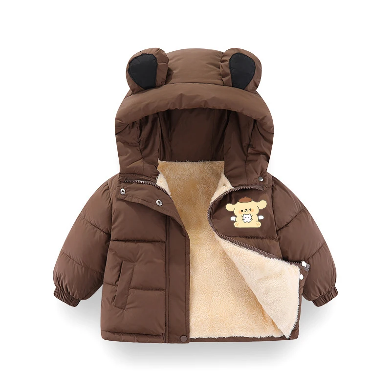 

Autumn Winter Kids Hooded Jacket for Girls Boys Warm Parka Coat with Zipper Leisure Children's Outerwear