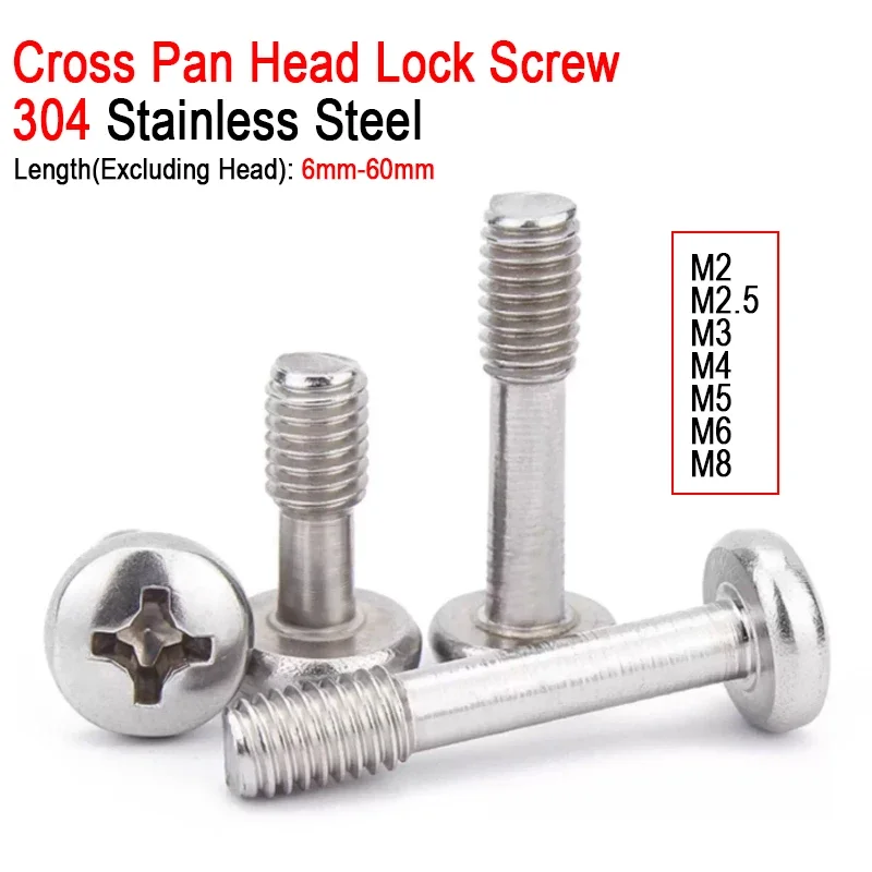 1/2/4/5/10/20pcs M2 M2.5 M3 M4 M5 M6 M8 Cross Pan Head Lock Screw Phillips Round Head Half Thread Bolt 304 A2 Stainless Steel