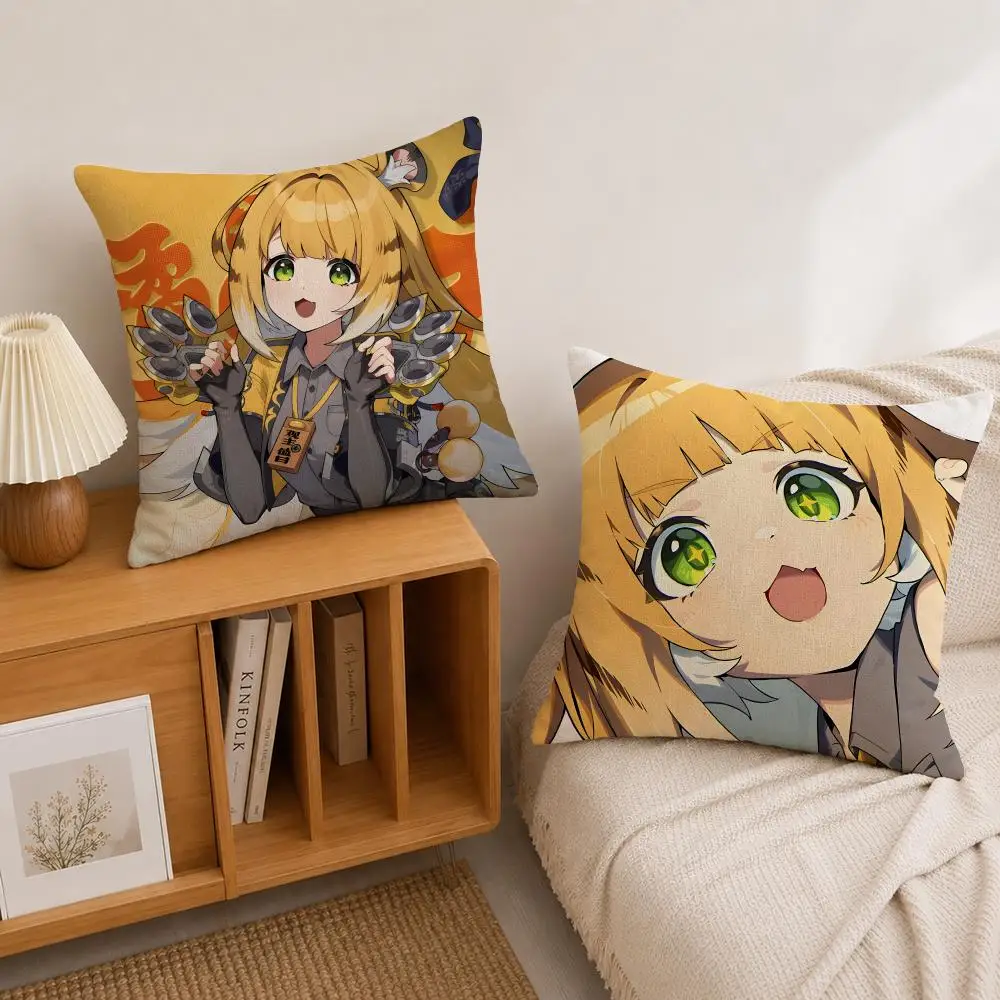 Character Ju Fufu Cushion Cover Natural Linen Pillowcase Set, All-in-One Decor for Sofa, Bedroom & Chair