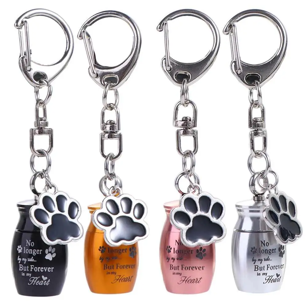 

Paw Print Pet Urns Keychain Stainless Steel Dog Cat Ashes Dog Ashes Keepsake Metal Wear Resistant Pet Urns Keyring