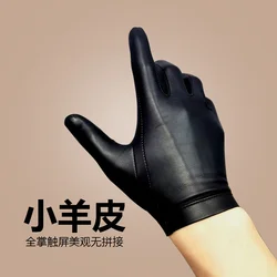 Luxury Genuine Men Leather Gloves Soft Goatskin Thin Fashion Casual Driving gloves Touch Screen short Wrist tight gloves