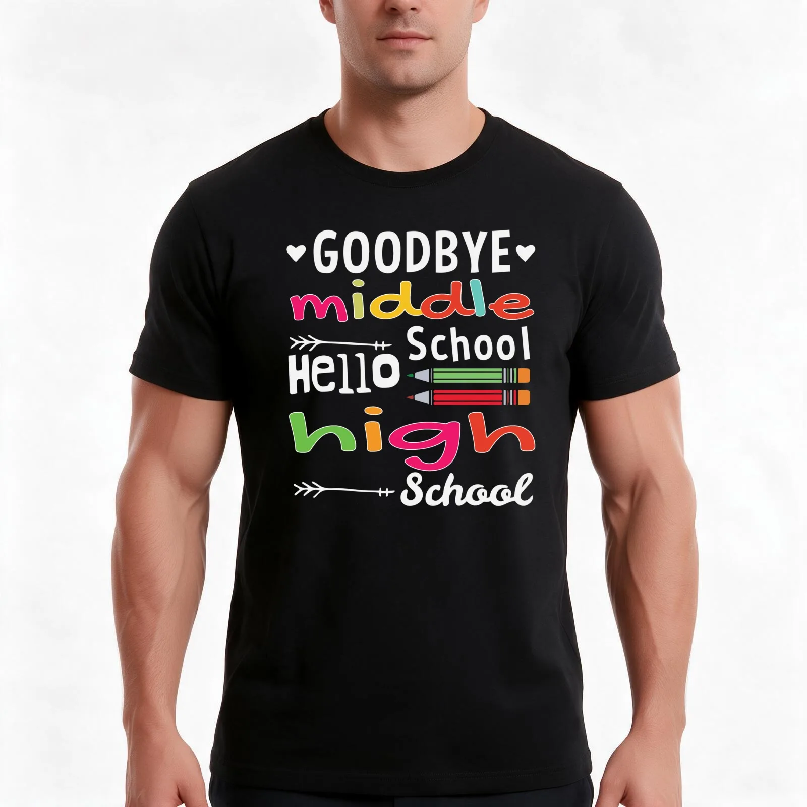 Goodbye Middle School Hello High School T-Shirt, Summer Casual Cotton Tee, Oversized Streetwear Tops, Vintage Graphic Print