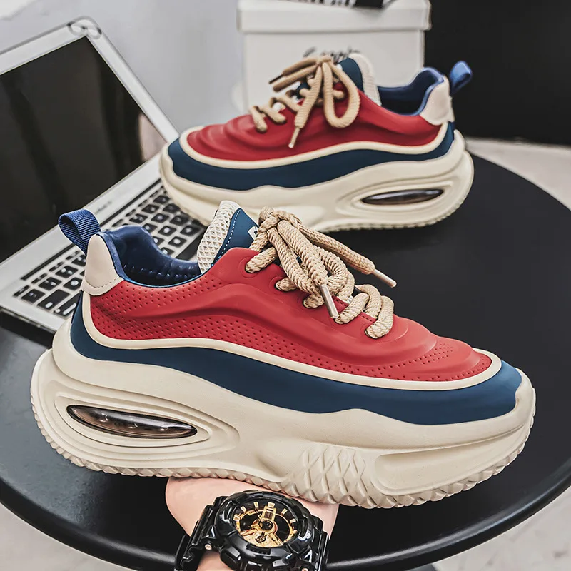 

Men's Fashionable Sporty Casual Shoes Spring 2025 Thick Bottom Heightening Wear-resistant Dad Shoes Comfortable All-Season Wear