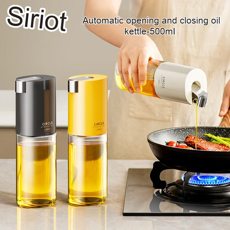 

Household Kitchen Vinegar Bottle Automatic Opening And Closing Glass Oil Kettle Seasoning Bottle Cooking Vinegar Bottle