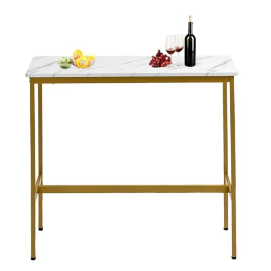 

44.5 Bar Table Bar Height Pub Table Counter Long Narrow Rectangular Tall Bar Tables with MDF and Black Metal Legs for Indoor Di
