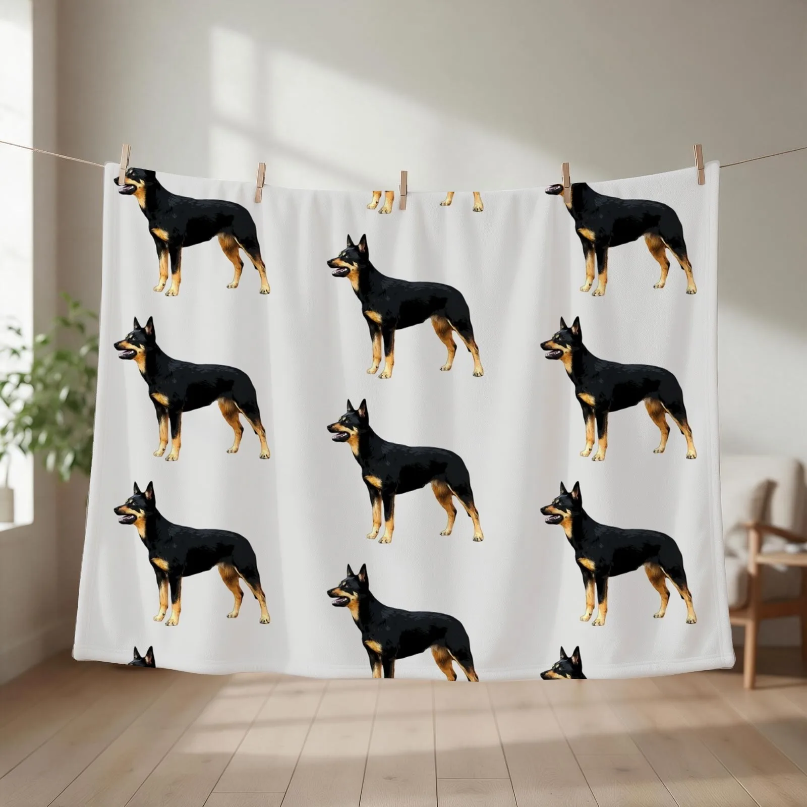 Kelpie- Australian Black and Tan Kelpie Throw Blanket Multi-Purpose Luxury St Moving Picnic Blankets
