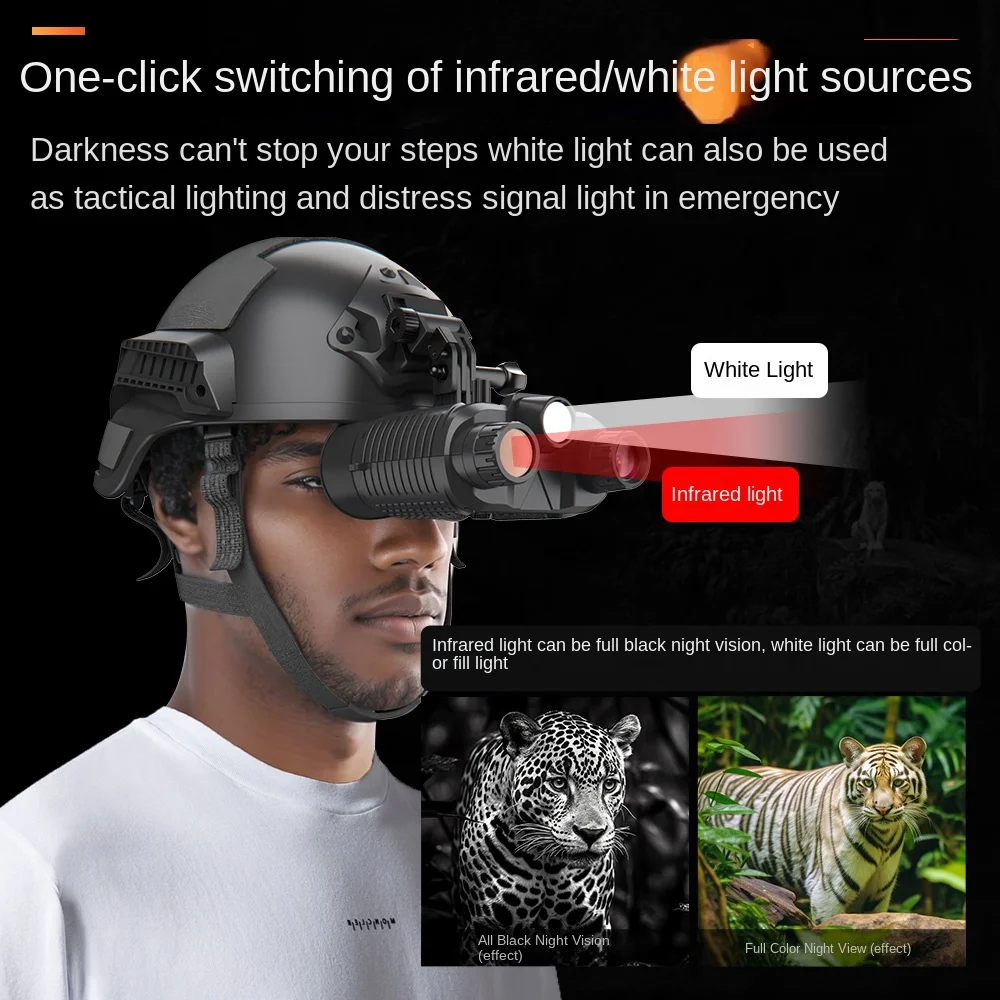 New NV8161 IR/white Light Night Vision Device Head-mounted Night Vision Device Tactical Helmet Binocular Digital HD Telescope