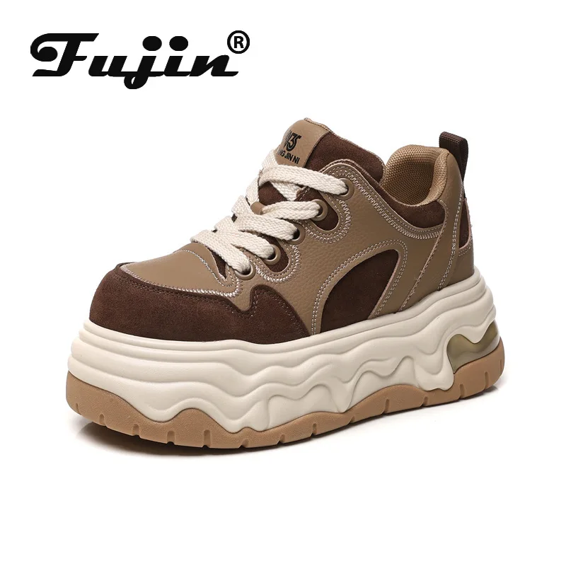

Fujin/массивные кроссовки 9 см, кроссовки на платформе, женская повседневная обувь, удобная дорожная прогулочная обувь, повседневная обувь с джинсами