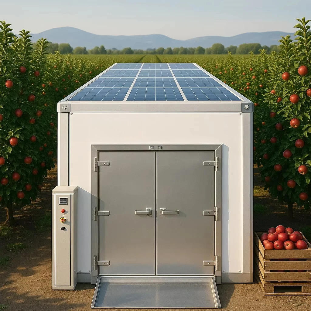 FL Solar Powered Refrigerated Container movable skid base for farm seasonal goods solar cold preservation container
