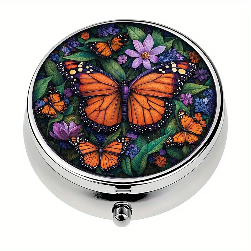 Single pack, 3-compartment butterfly-shaped pill box, vitamin pill storage box, unique travel gift, best Christmas present