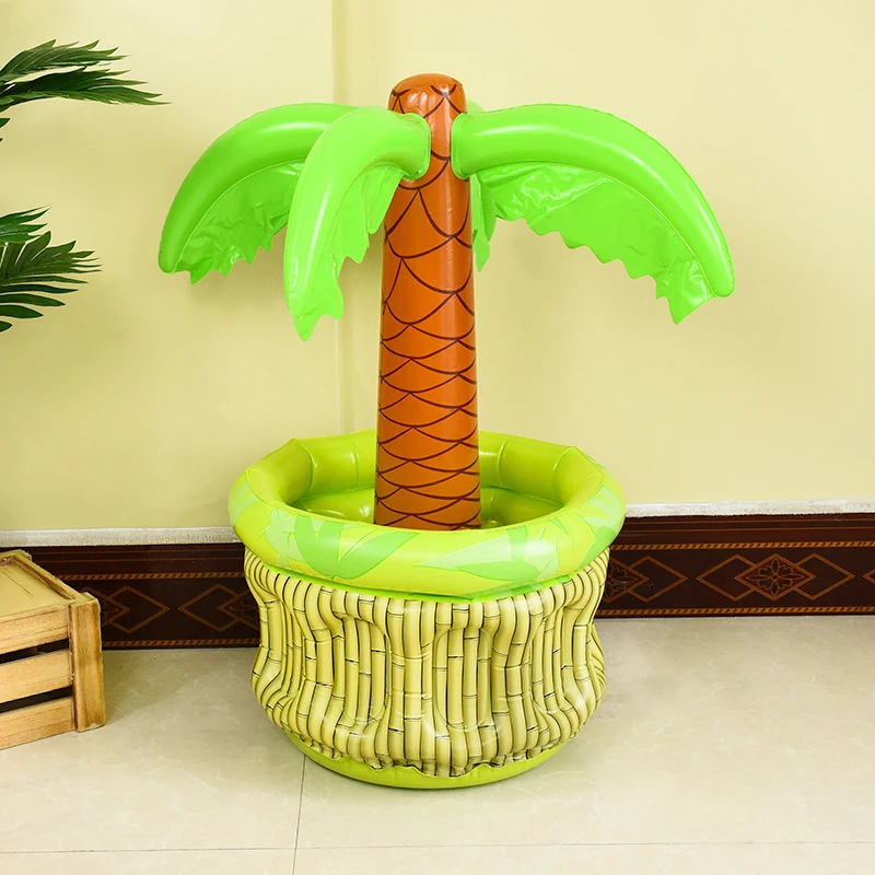 1Pc Inflatable Coconut Tree Ice Bucket Summer Beach Hawaiian Party Drink Cooling Ice Bar Ice Bucket Outdoor Beverage Container