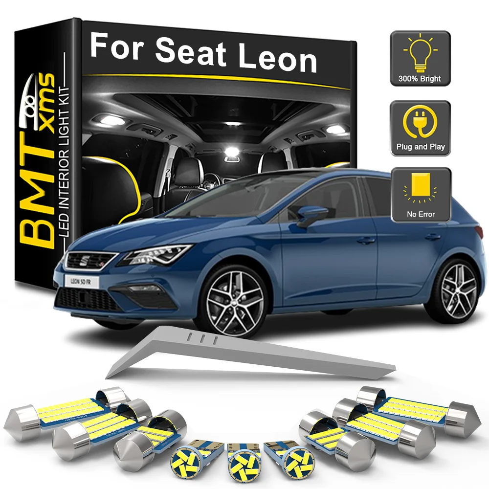 BMTxms Canbus LED Interior Lights Bulb Kit For Seat Leon MK3 MK2 MK1 3 2 1 5F 1M 1P 1999-2022 Map Dome Vanity Mirror Trunk Lamp