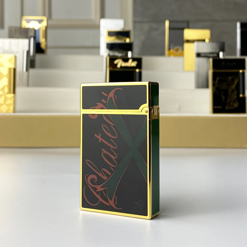 New commemorative edition single and double flame luxury lighter Ping Sound natural paint cigarette smoking butane lighter 18132