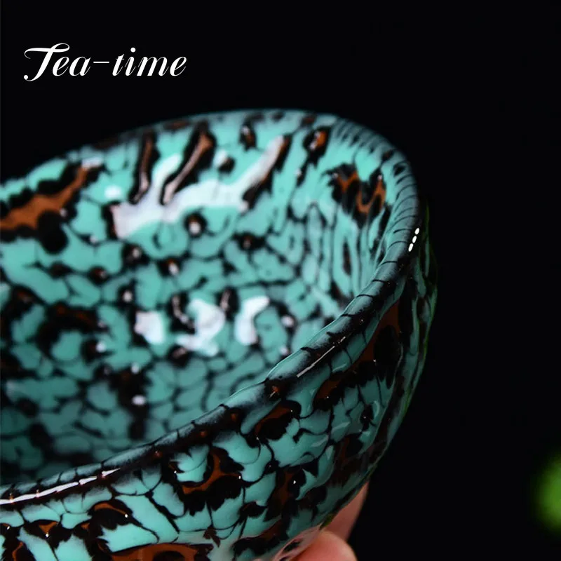 100ml Boutique Ceramic Teacup Kiln Fambe Meditation Cup Handmade Relief Tiger Tea Bowl Chinese Jianzhan Mug Teaset Master Cup