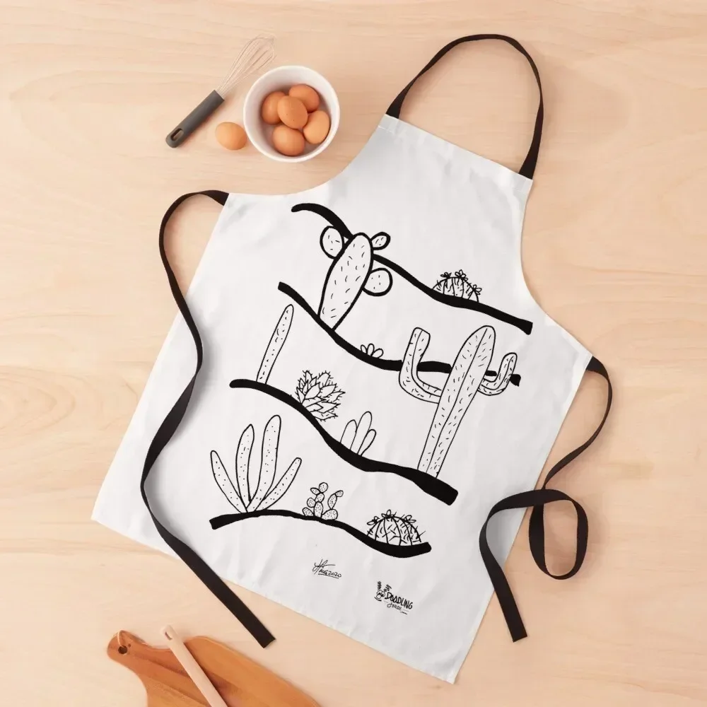 

Desert Cactus Doodle 2021 Apron Chef jacket men Kitchen Apras Man kindergarten teacher Kitchens Accessories Apron